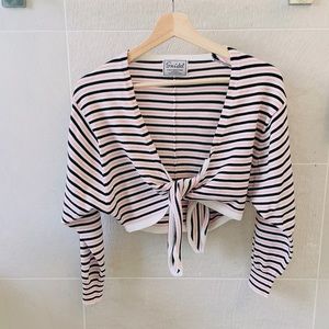 snidel pink black stripe cardigan top